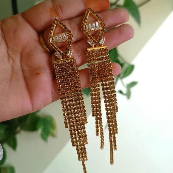 Studded Tassle earings - Picture 8 of 10